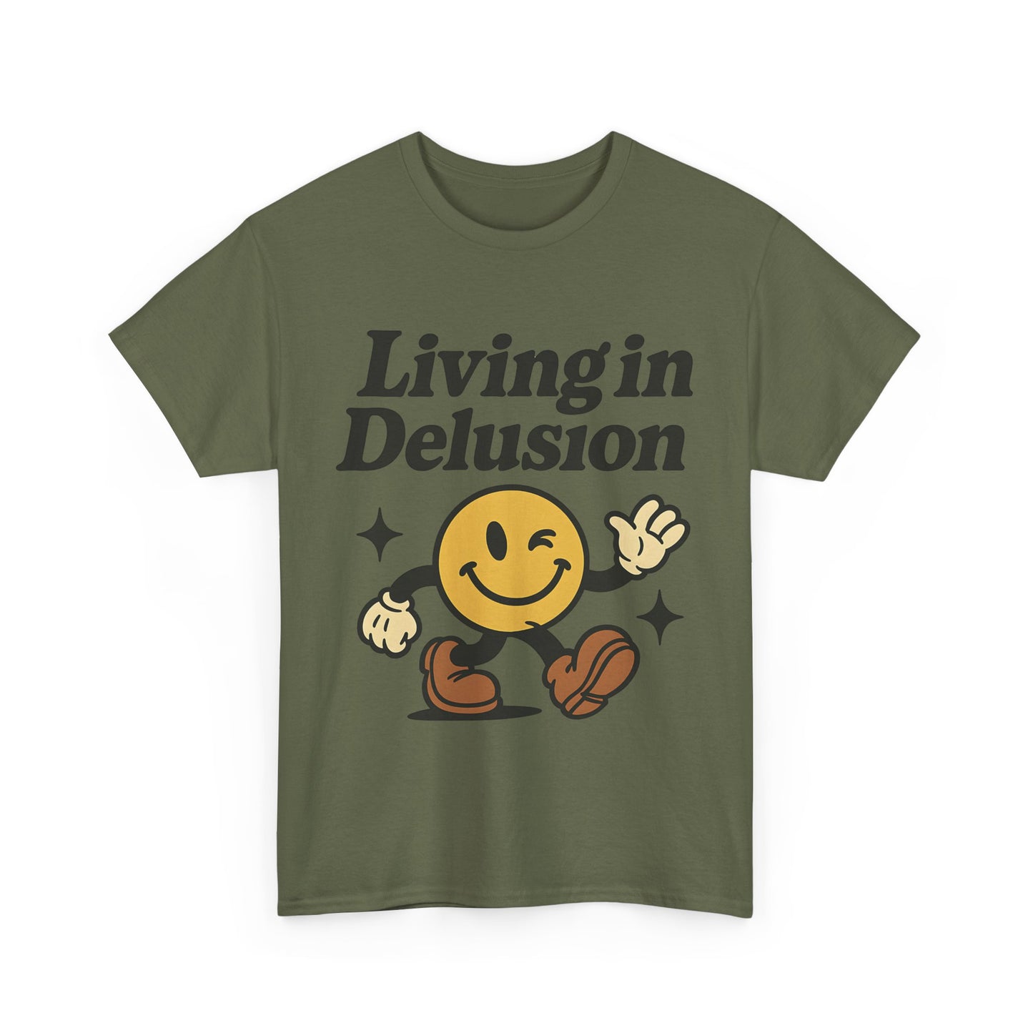 Living in Delusion Graphic Tee, Funny T-Shirt, Unisex Cotton Shirt, Gift for Friends, Casual Wear, Vintage Style