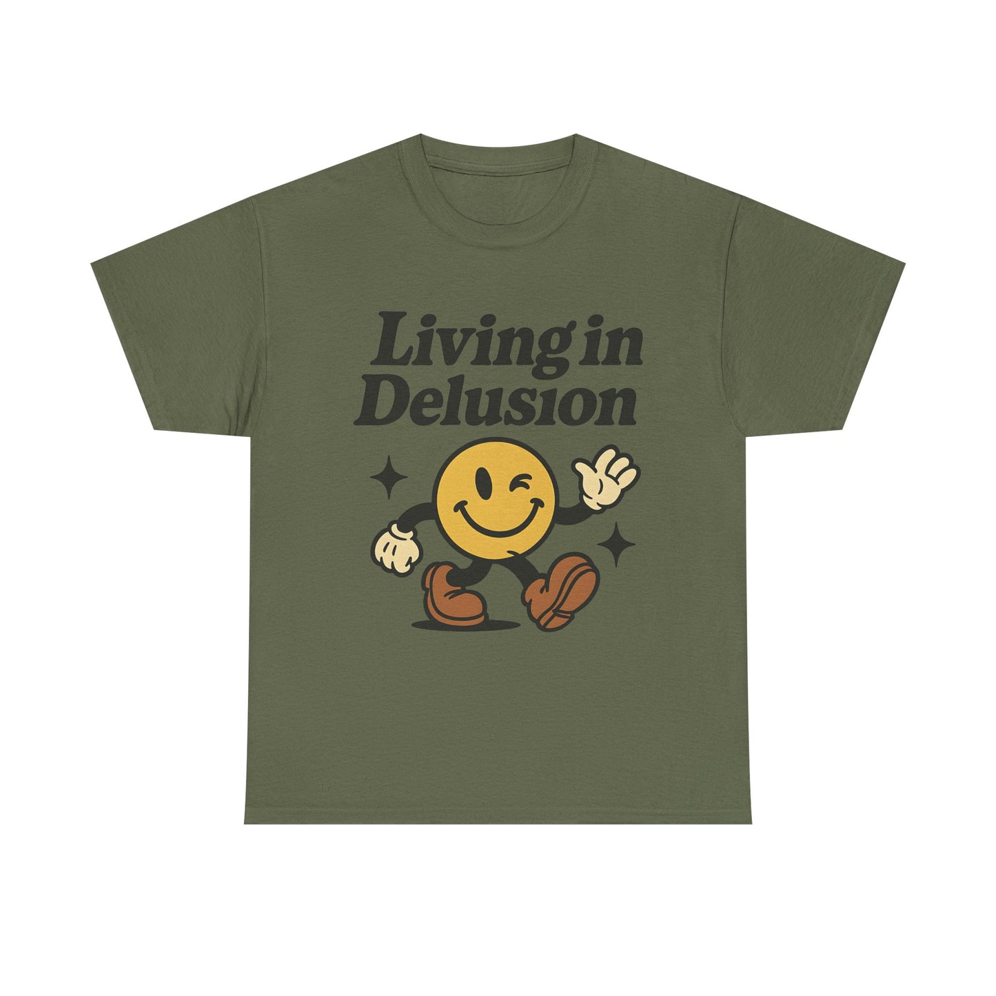 Living in Delusion Graphic Tee, Funny T-Shirt, Unisex Cotton Shirt, Gift for Friends, Casual Wear, Vintage Style