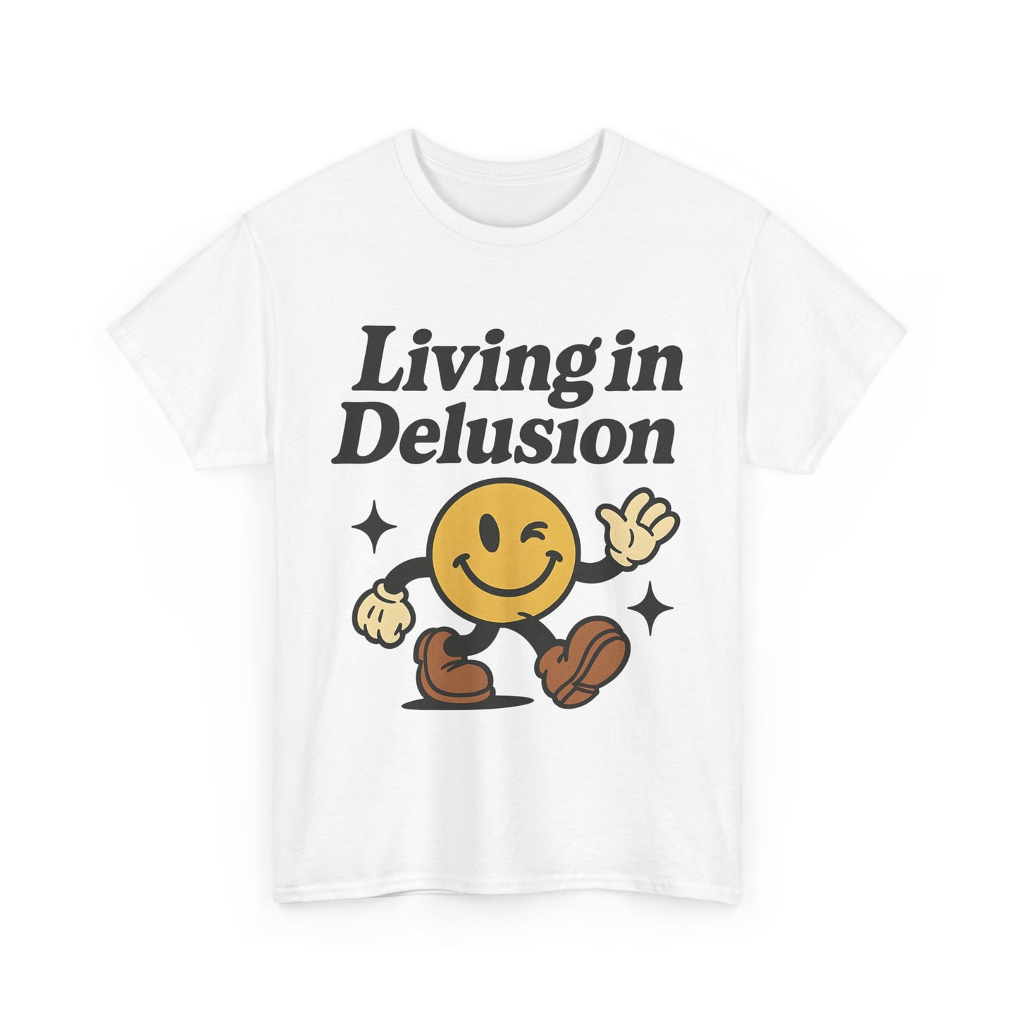 Living in Delusion Graphic Tee, Funny T-Shirt, Unisex Cotton Shirt, Gift for Friends, Casual Wear, Vintage Style