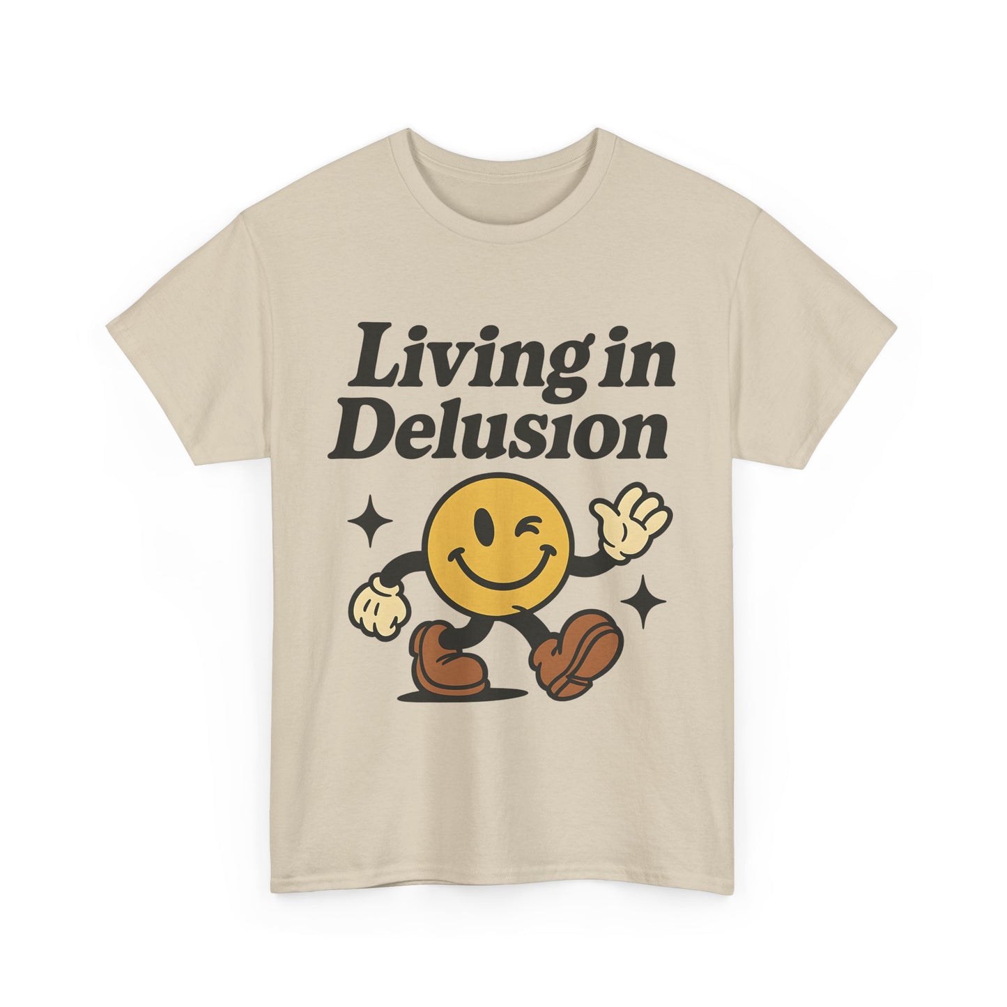 Living in Delusion Graphic Tee, Funny T-Shirt, Unisex Cotton Shirt, Gift for Friends, Casual Wear, Vintage Style