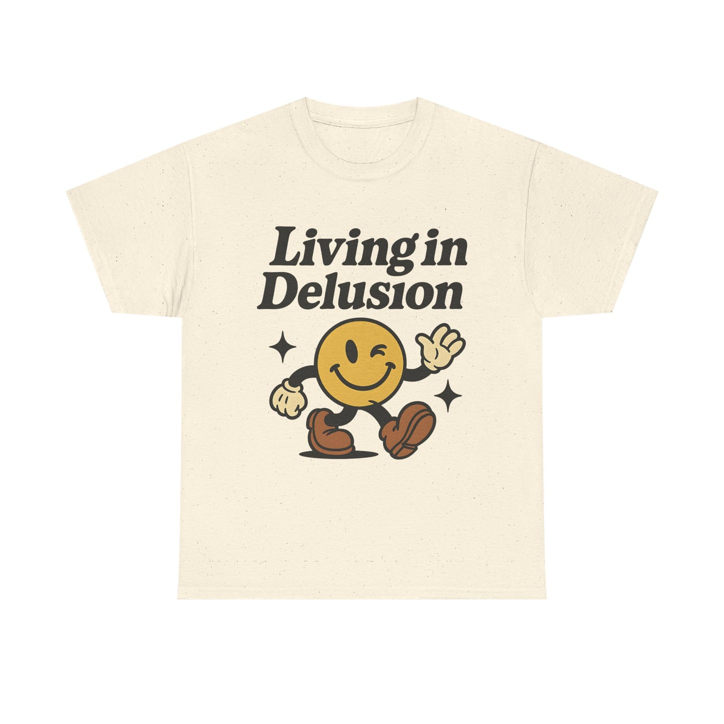 Living in Delusion Graphic Tee, Funny T-Shirt, Unisex Cotton Shirt, Gift for Friends, Casual Wear, Vintage Style