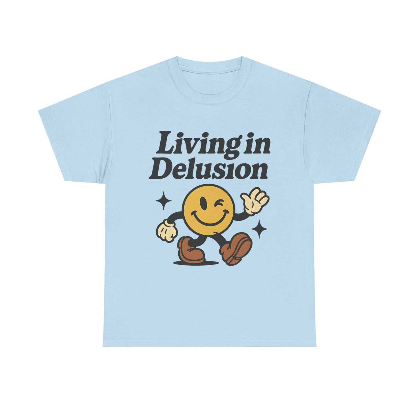 Living in Delusion Graphic Tee, Funny T-Shirt, Unisex Cotton Shirt, Gift for Friends, Casual Wear, Vintage Style
