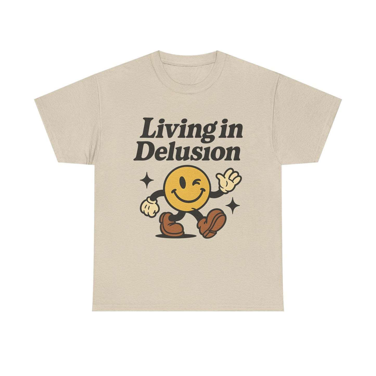 Living in Delusion Graphic Tee, Funny T-Shirt, Unisex Cotton Shirt, Gift for Friends, Casual Wear, Vintage Style