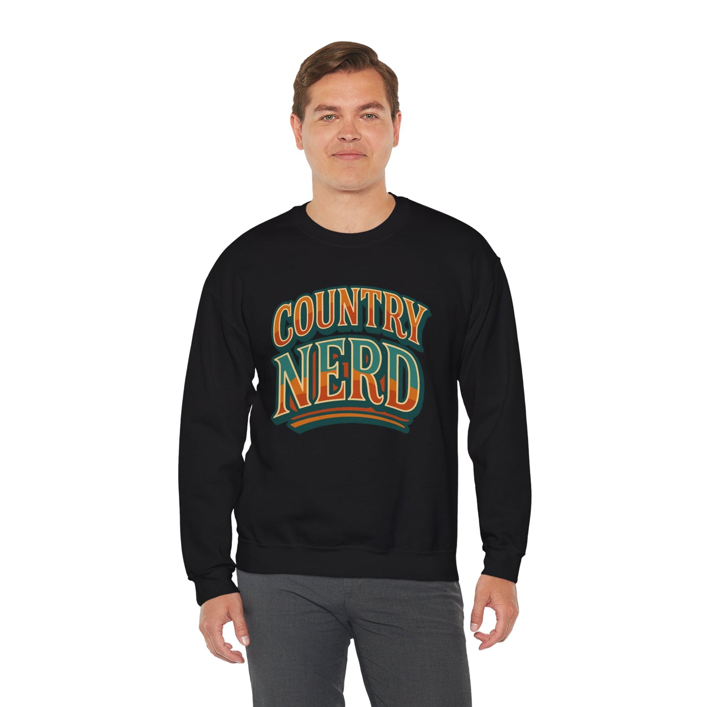 Country Nerd Crewneck Sweatshirt – Retro Western Graphic Pullover -Unisex Crewneck